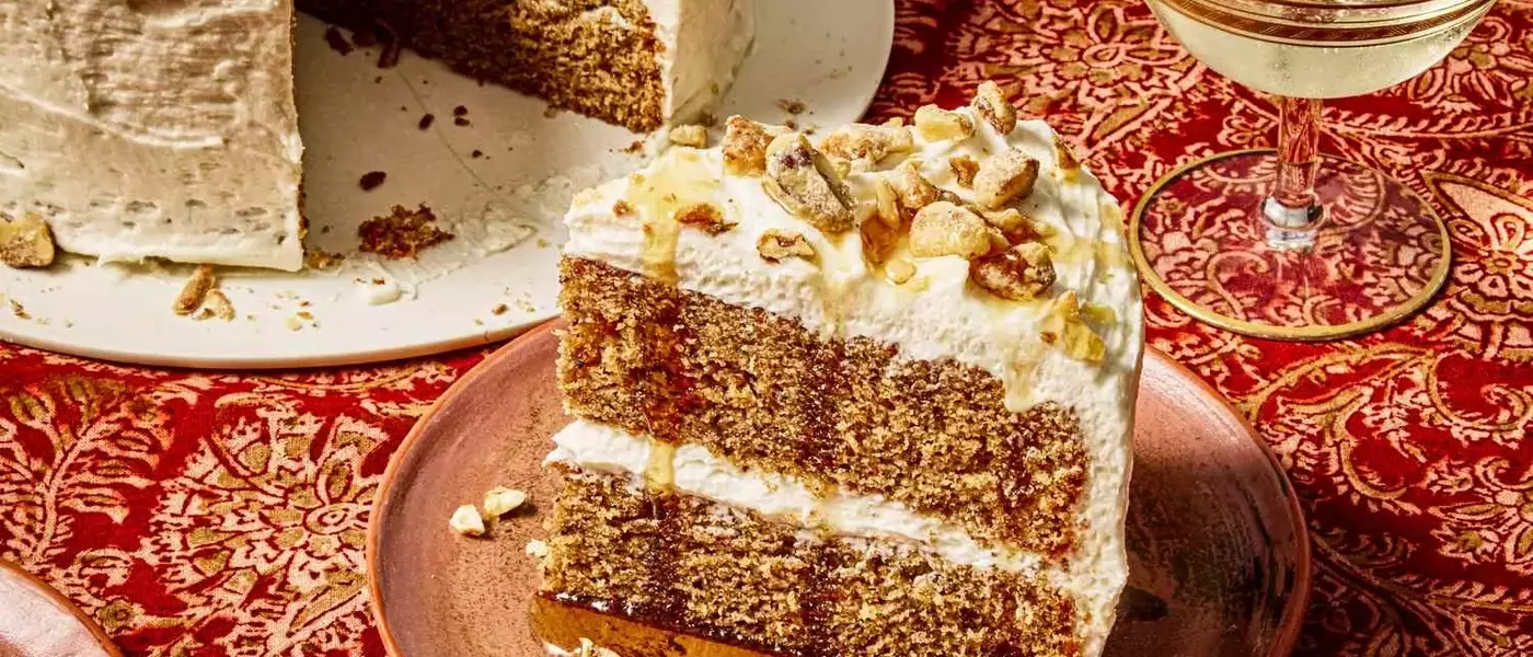 Autumnal Maple-Walnut Cake with Cream Cheese Frosting