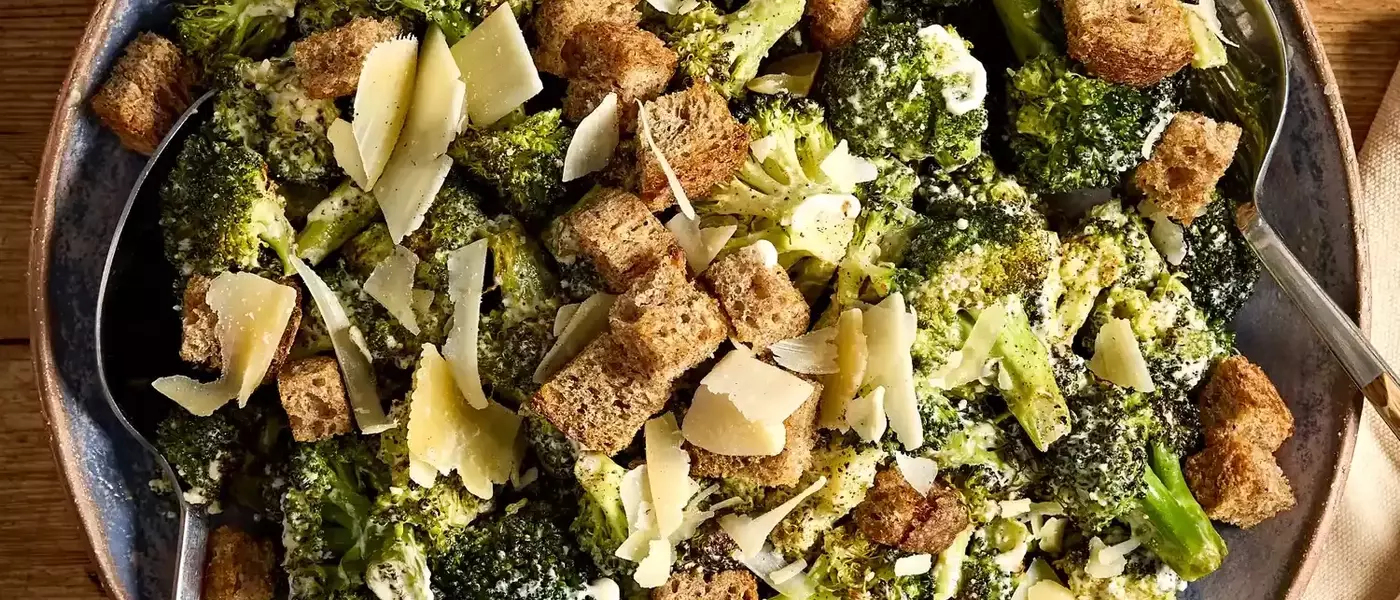 Delectable Roasted Broccoli Caesar Salad
