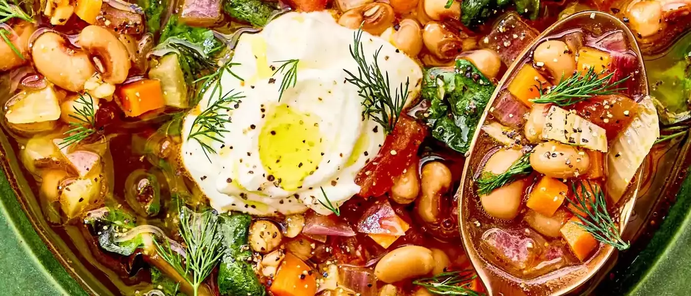 Hearty Black-Eyed Pea Stew with Swiss Chard and Lemon Dill