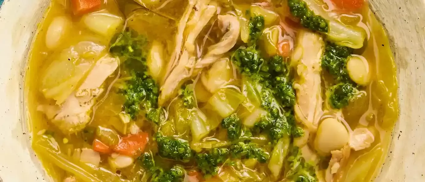 One-Pot High-Protein Chicken, Cabbage & White Bean Soup
