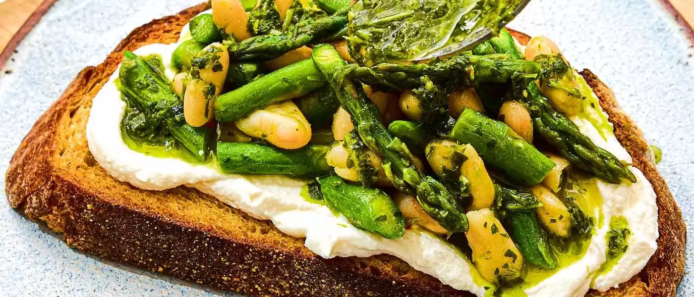 Spring Toast with Chimichurri, White Beans, and Asparagus