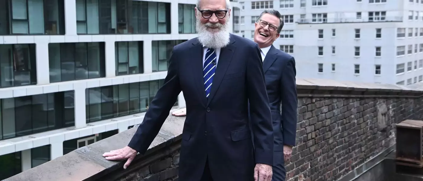 Late Show Hosts Stephen Colbert and David Letterman Bid Farewell with Theatrical Antics