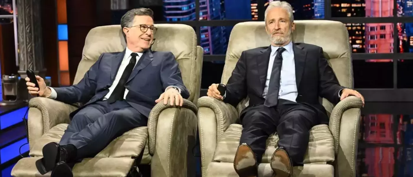 Jon Stewart Gifts Stephen Colbert on "The Late Show's" Farewell Week
